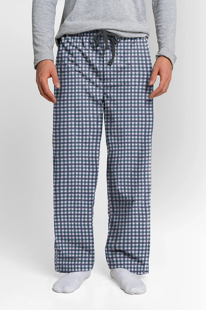 Pantalón Hombre Cuadros Azul Oscuro Blanco TP