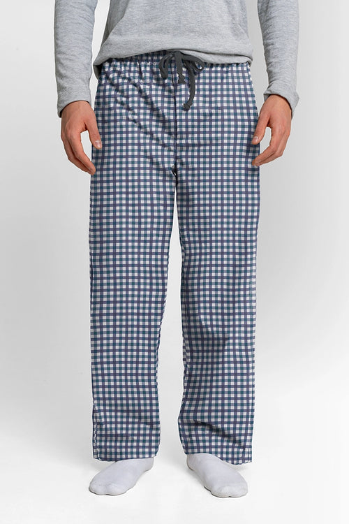 Pantalón Hombre Cuadros Azul Oscuro Blanco TP
