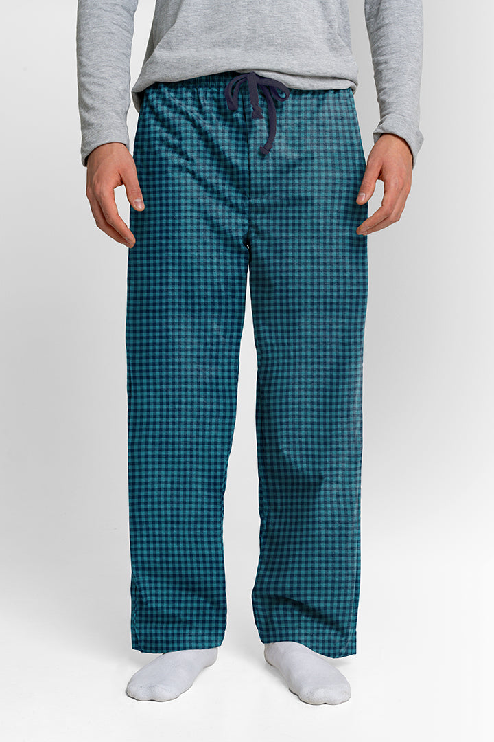 Pantalón Hombre Cuadros Verde Azul LE