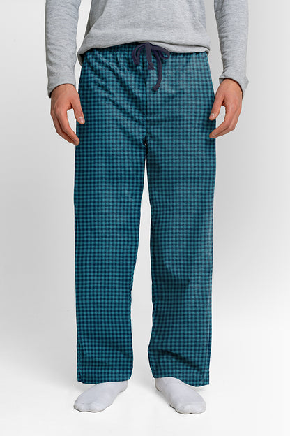 Pantalón Hombre Cuadros Verde Azul LE