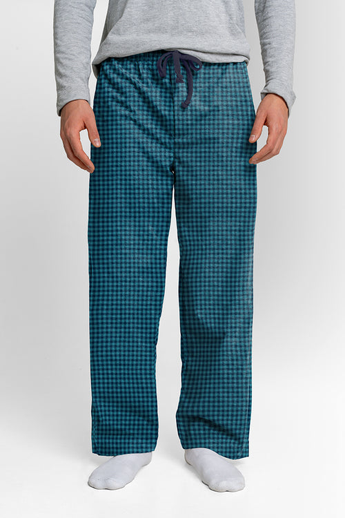 Pantalón Hombre Cuadros Verde Azul LE