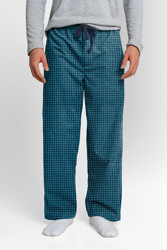 Pantalón Hombre Cuadros Verde Azul LE