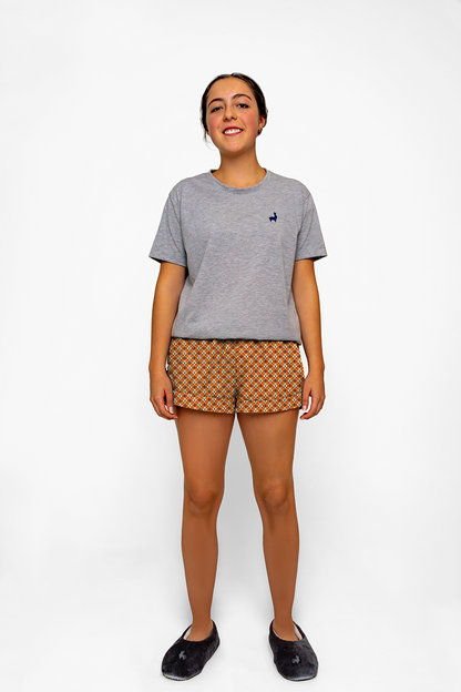 Bermuda Mujer Rombos rojo beige CH