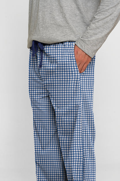Pantalón Hombre Cuadros Azul Rey Blanco TP