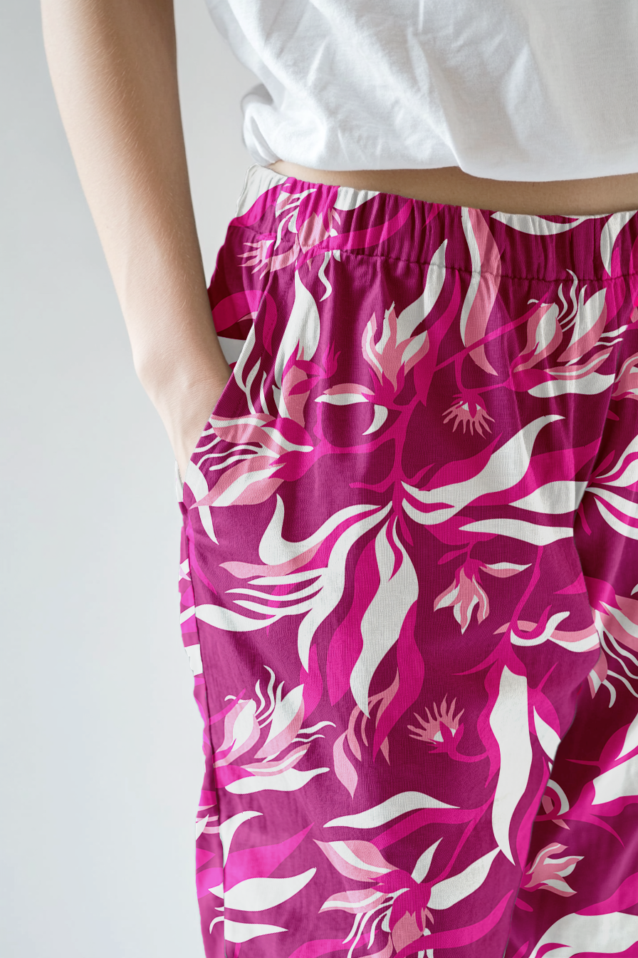 Pantalón Mujer Florales Africanas Fucsia CH