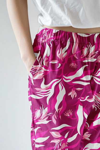 Pantalón Mujer Florales Africanas Fucsia CH