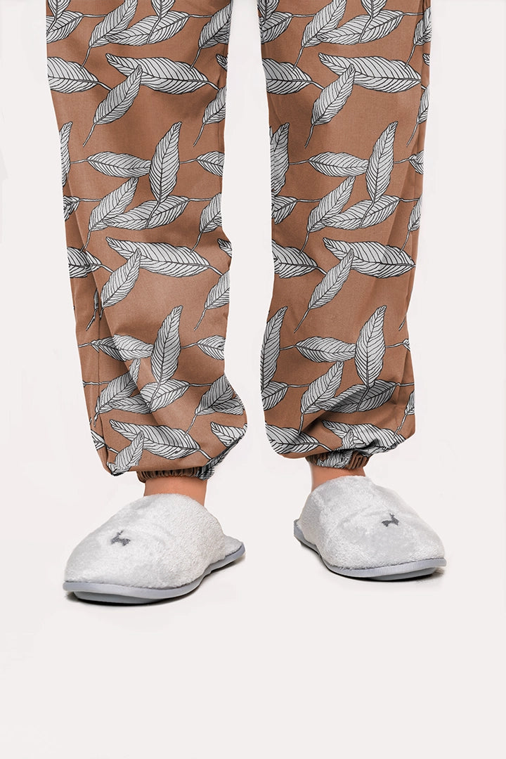 Pantalón Mujer Hojas de palma café TP