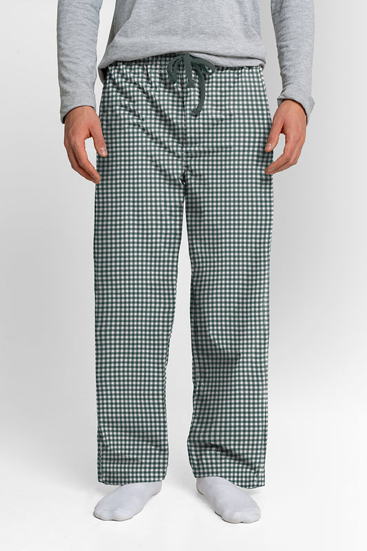 Pantalón Hombre Cuadros Verde Oscuro Blanco TP