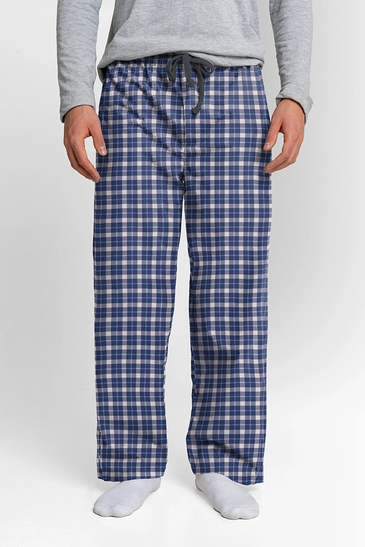 Pantalón Hombre Escocés Azul Claro Azul Oscuro Blanco TP