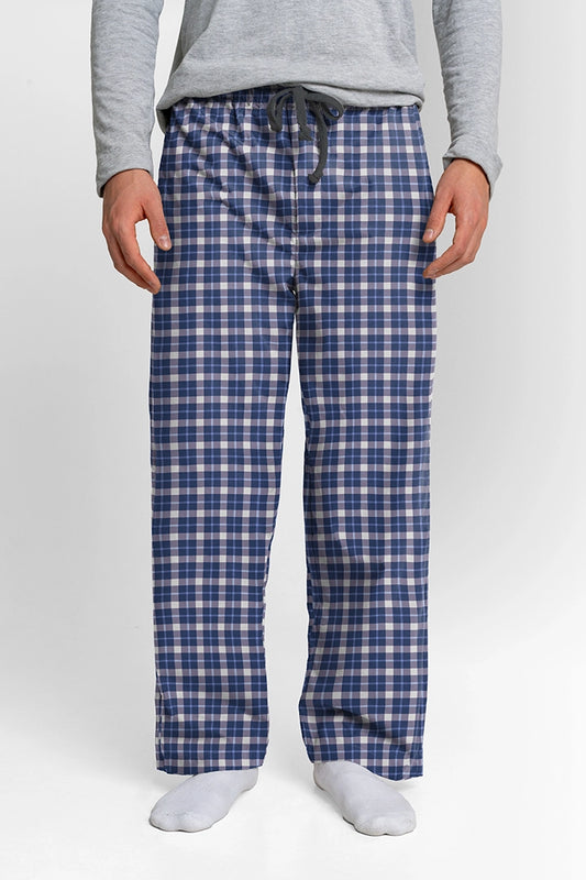 Pantalón Hombre Escocés Azul Claro Azul Oscuro Blanco TP