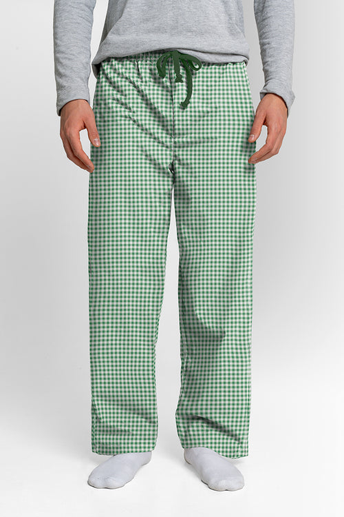 Pantalón Hombre Cuadros Verde Claro Blanco TP