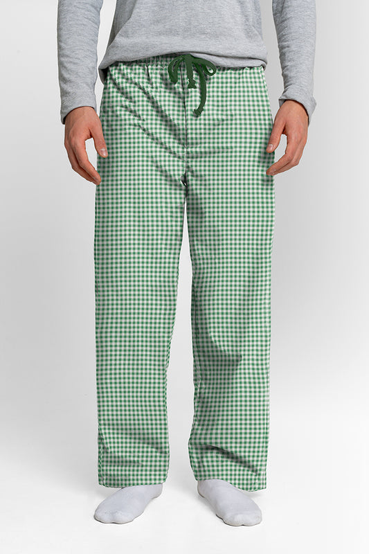 Pantalón Hombre Cuadros Verde Claro Blanco TP