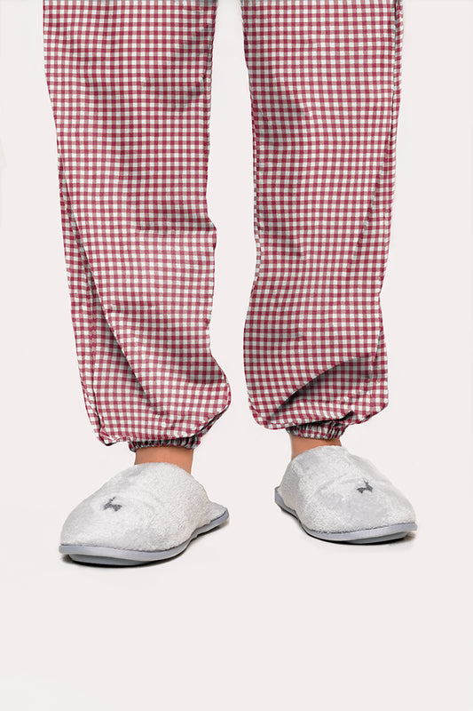 Pantalón Mujer Cuadros rojo blanco TP
