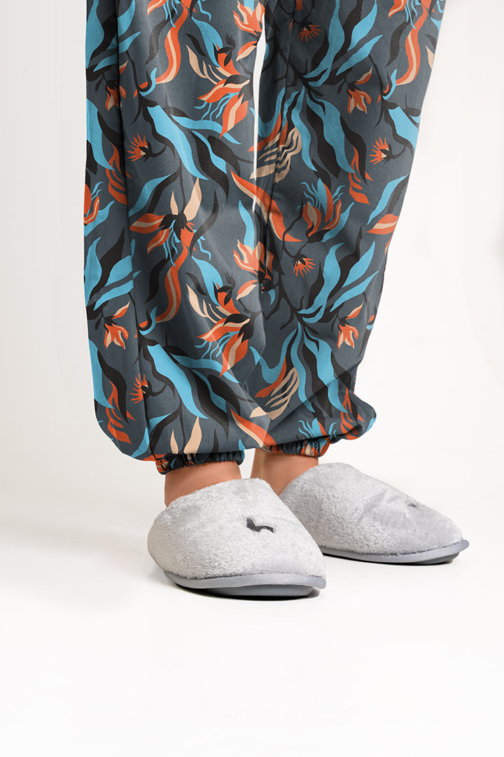 Pantalón Mujer Florales Africanas Azul y Naranja CH