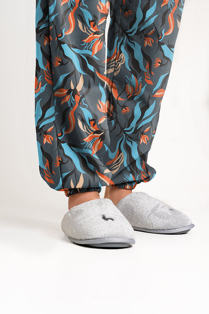 Pantalón Mujer Florales Africanas Azul y Naranja CH