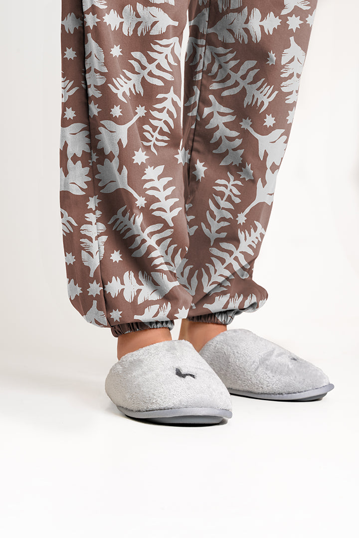 Pantalón Mujer Flores y estrellas café CH
