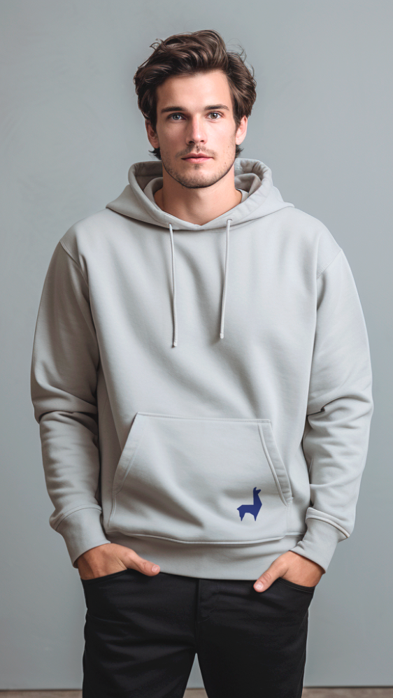 Saco con capota Unisex Llama Gris claro-azul oscuro