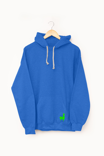Saco con capota Unisex Llama Azul rey-verde neón